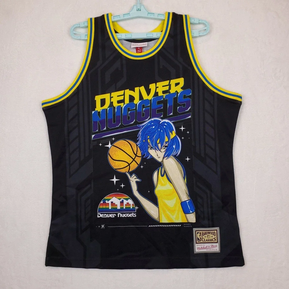 Denver Nuggets Mitchell‎ & Ness NBA Large Jersey Anime Character Art Black New